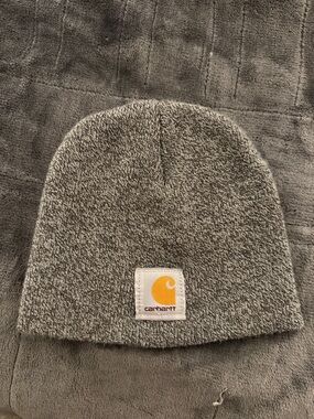 Carhartt Heather Gray Beanie with Yellow Patch